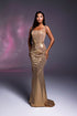 Renelle - straight neckline dress with metallic buckles